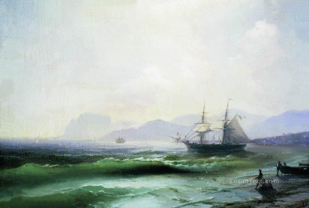 agitated sea 1877 Romantic Ivan Aivazovsky Russian Oil Paintings